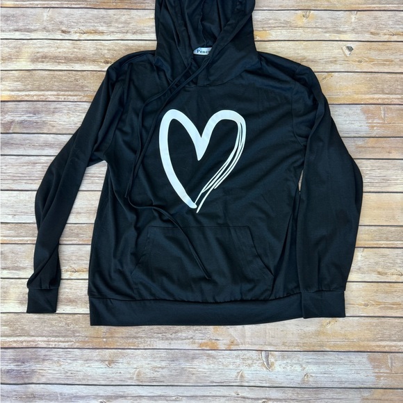 Lightweight Black Heart Hoodie - Picture 2 of 3